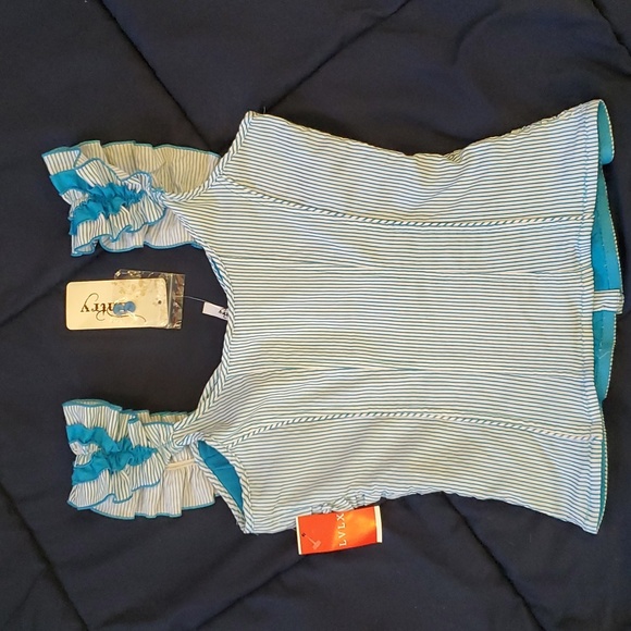 Vintage Entry Corset Style Vest Dressy Top. Size Large. Blue/White striped. - Picture 7 of 8